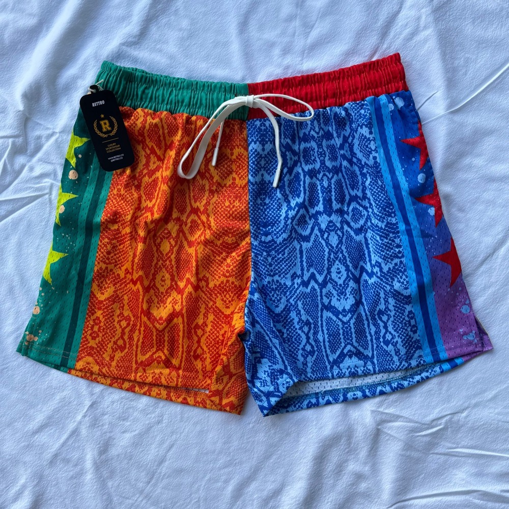 Rettro Luxury Sportswear Heavyweight Mesh Basketball Shorts Men's Size XXL Snake
